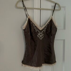 Gold Hawk silk, beaded cami, size S